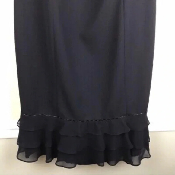 Vintage Anne Stanley Saks 5th Ave Black Beaded Ruffled Cocktail Dress EUC Sz 12 - Picture 2 of 16